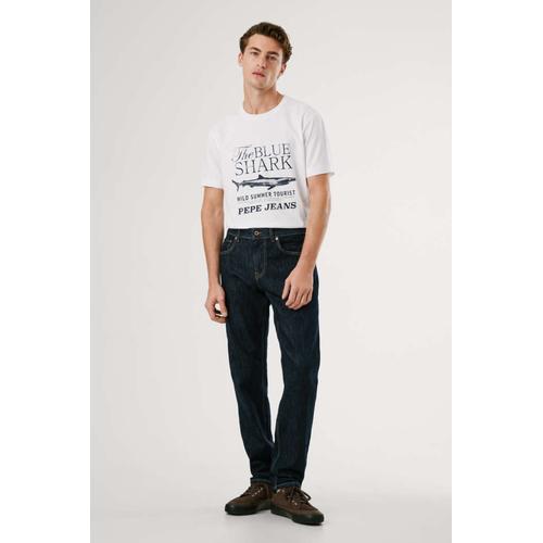 Men's Cash Straight Fit Mid-Rise Jeans with Contrast Colour Stitching