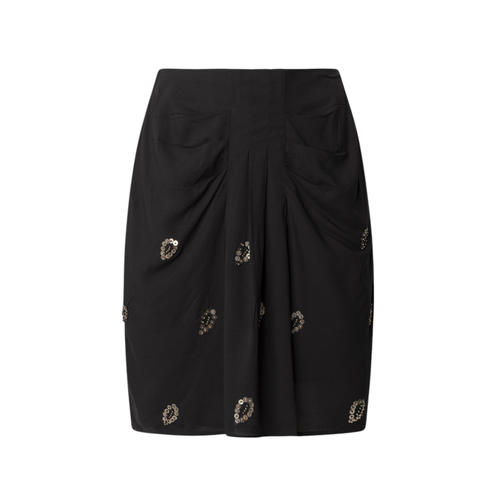 Gonna corta da donna Emeric con effetto drappeggiato e ricamo di paillettes