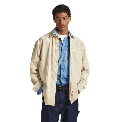 Camisa de Corduroy de Manga Larga con Ajuste Grande para Hombres Devon