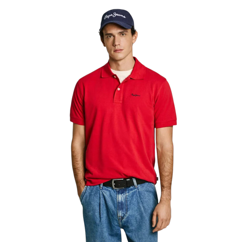 Herren Essential Poloshirt mit Zwei-Knopf-Verschluss & gesticktem Logo