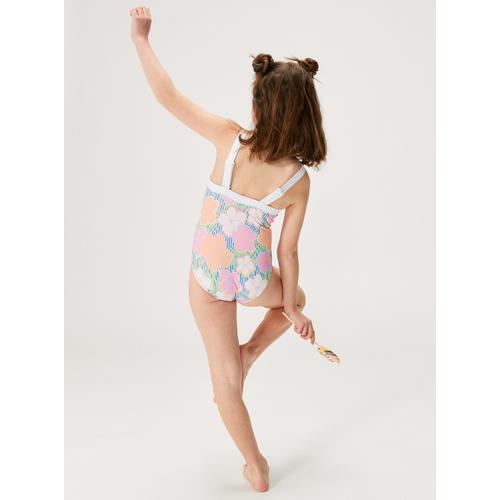Girls' Tiny Flower One-Piece Swimsuit with Adjustable Straps