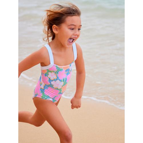Girls' Tiny Flower One-Piece Swimsuit with Adjustable Straps