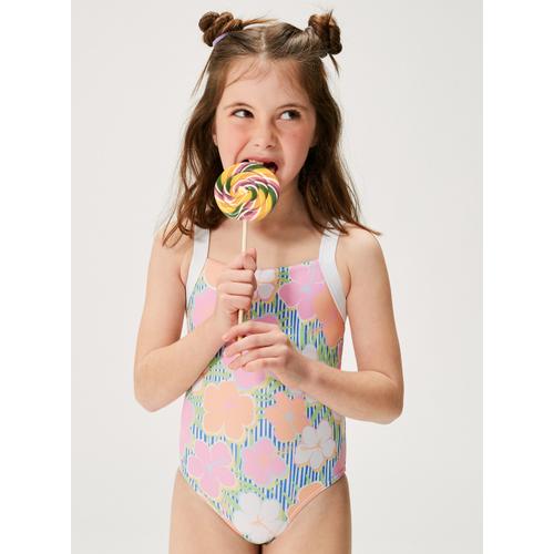 Girls' Tiny Flower One-Piece Swimsuit with Adjustable Straps