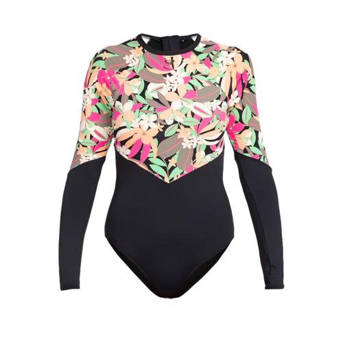 Women's Long Sleeve Floral Print One-Piece Swimsuit