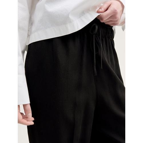 Women's Wide Leg Trousers – High-Waisted with Drawstring & Side Pockets