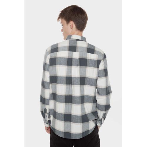Men's Checked Long Sleeve Shirt with Front Button Placket & Chest Pockets