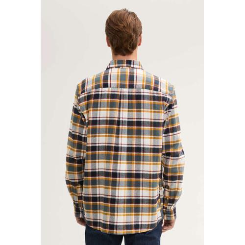 Men's Checked Long Sleeve Shirt with Front Button Placket & Chest Pockets