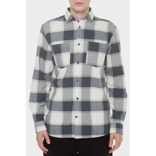 Men's Checked Long Sleeve Shirt with Front Button Placket & Chest Pockets