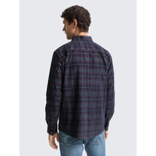 Men's Corduroy Shirt with Checked Pattern and Pockets