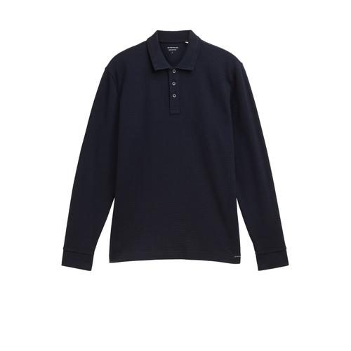 Men's Polo Shirt with Button Placket and Long-Sleeves