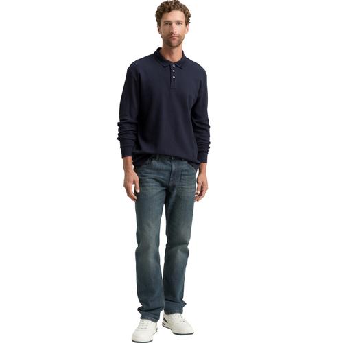 Men's Polo Shirt with Button Placket and Long-Sleeves