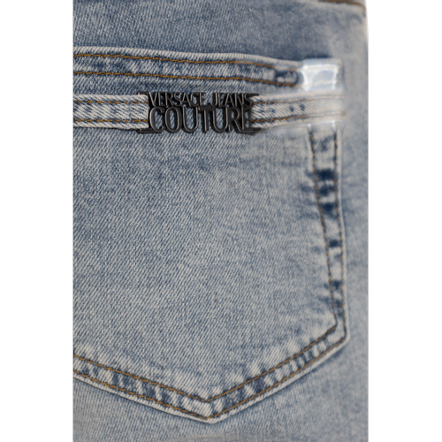 Women's Skinny Jeans with Crystal Logo Pattern